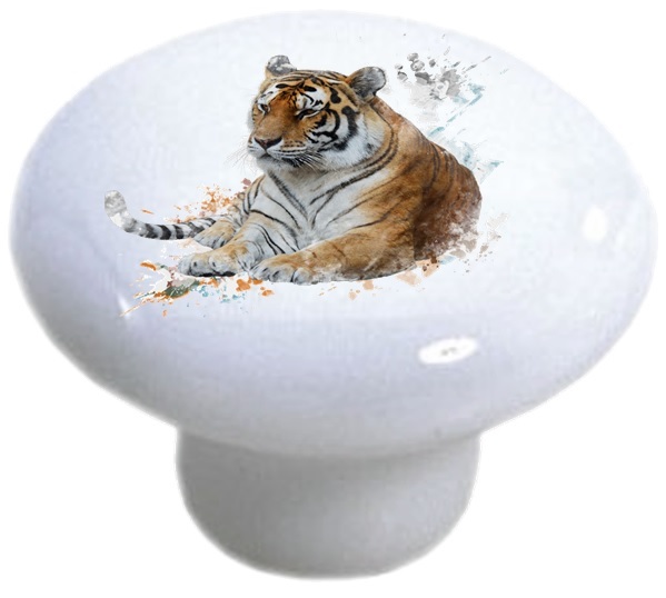 TIGER Watercolor Cabinet DRAWER Pull KNOB Ceramic