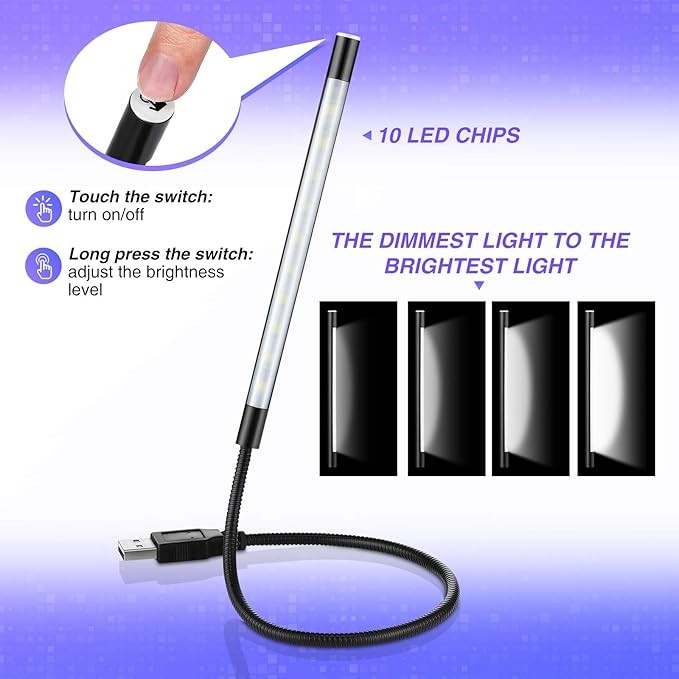 2Pcs Portable USB Touch Switch LED Light for PC Laptop Computer Keyboard Reading