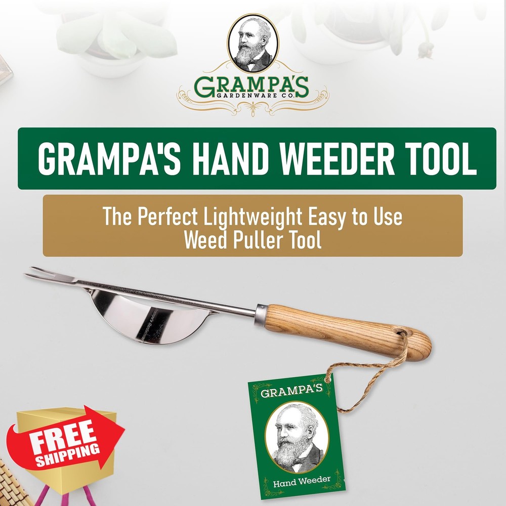 Grampa's Hand Weeder Tool, Lightweight Weed Puller Garden Root Removal