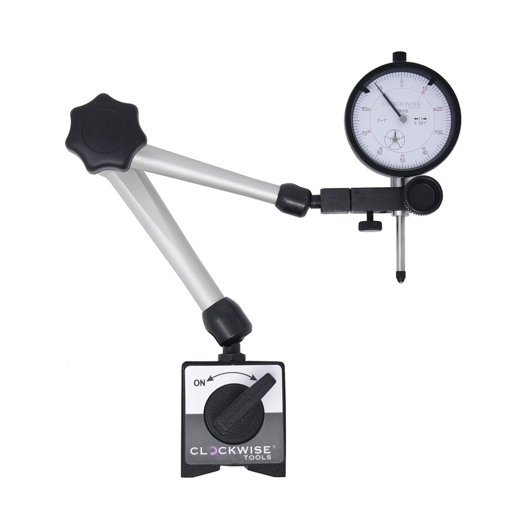 Dial Indicator with Magnetic Base Holder Stand, DIMR-0105 0-1 inch