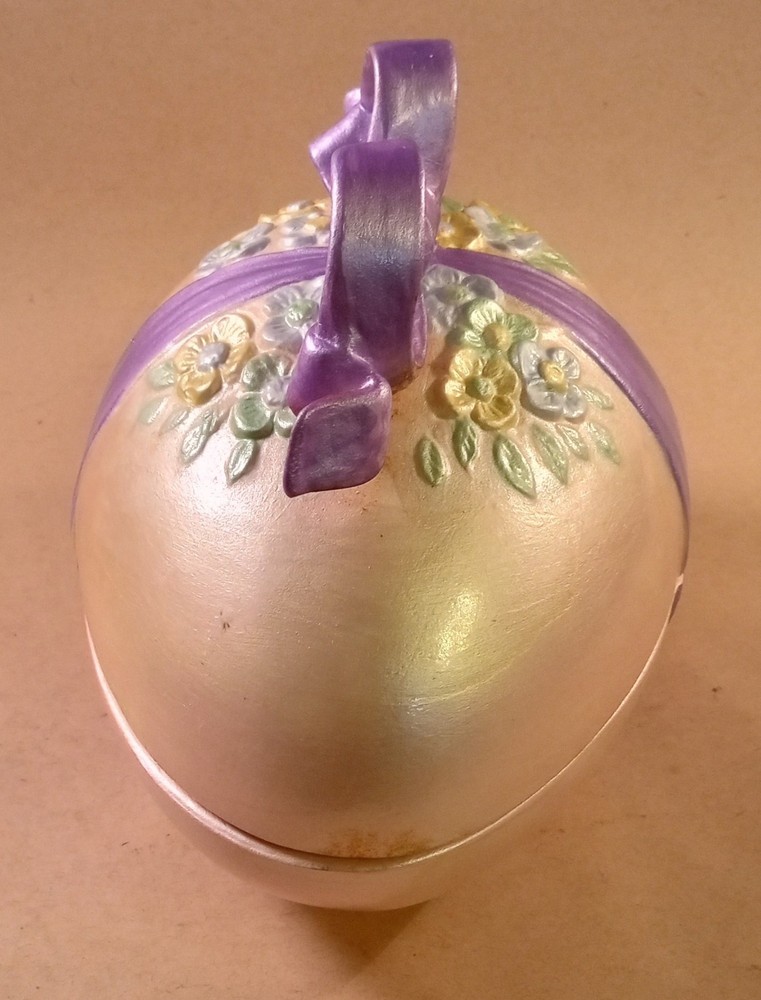 Easter Egg Lidded Candy Dish. Hand Painted. 6"x6". Oval