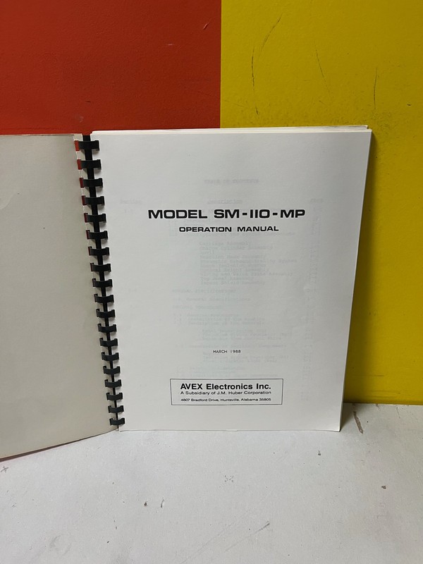 AVEX Electronics SM 110-MP Shock Test Machine Operation Manual