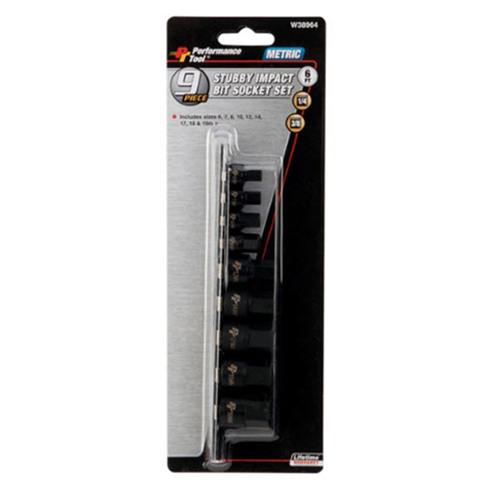 Performance Tool Impact Met Hex Bit Socket Set - 9-Piece W38964