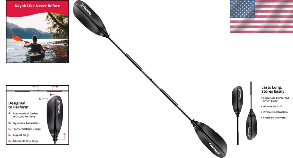 Durable Black 96" Kayak Paddle Lightweight