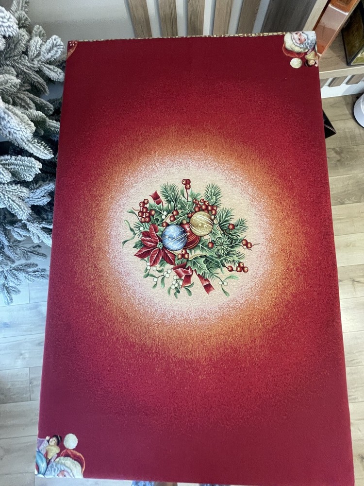 Tablecloth Red Christmas Santa Clause Holiday Tapestry Table Linen Rectangular