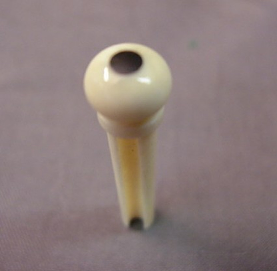 OLD STYLE BONE GUITAR BRIDGE PINS WITH EBONY DOT