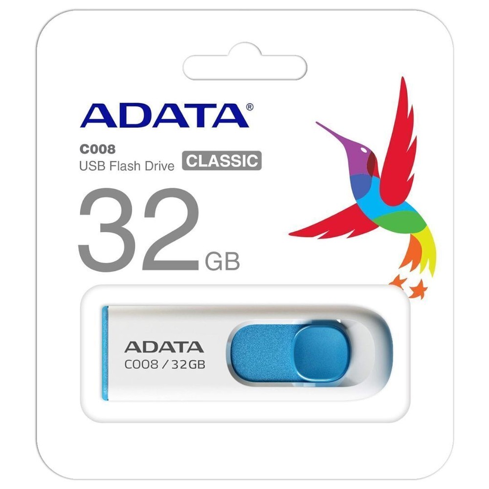ADATA C008 32GB USB 2.0 Retractable Thumb Activated Capless Flash Drive Reader