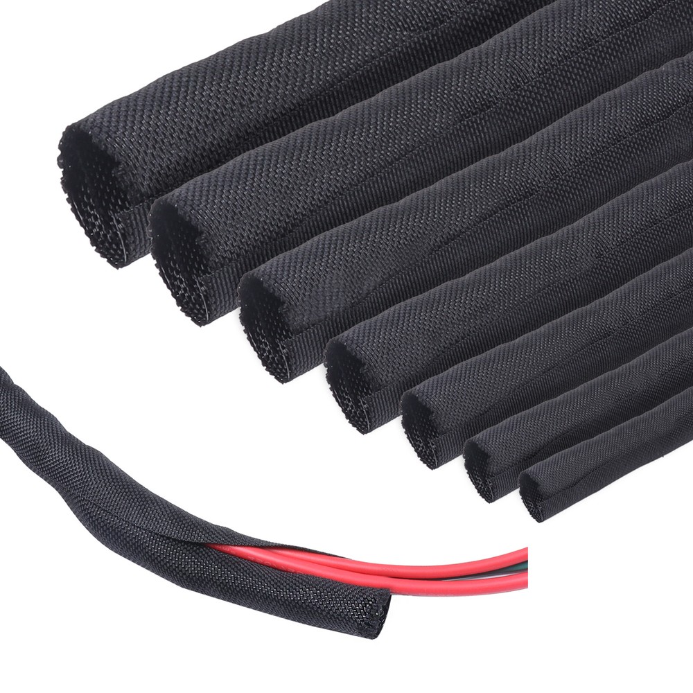 Split Cloth Wire Loom Black Braided Cable Sleeve Cord Organizer Protector Lot