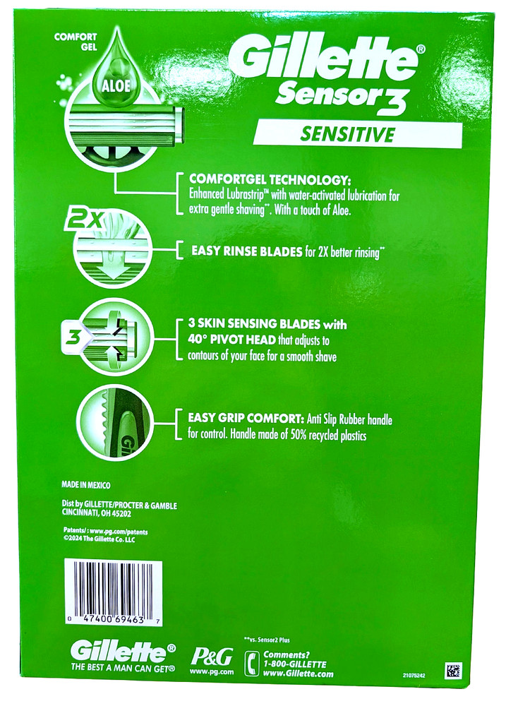Gillette Sensor3 Sensitive Men's DisposableRazor 24 Count