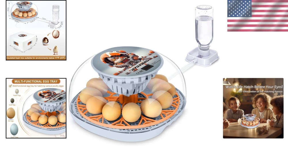 Smart 12 Egg Incubator with Automatic Turner & Temperature Control for Poultry