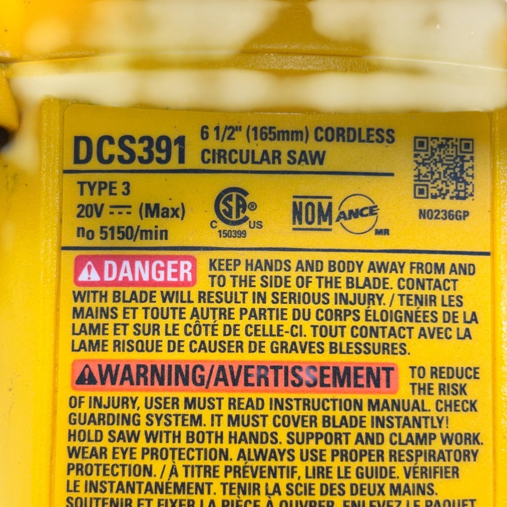 DEWALT 20V MAX 6-1/2" Cordless Circular Saw DCS391