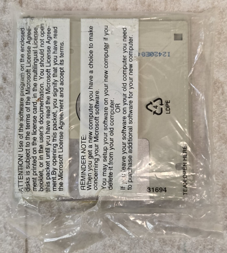 1994 Microsoft MS-DOS 6.22 Plus Enhanced Tools Genuine 3.5" Disks