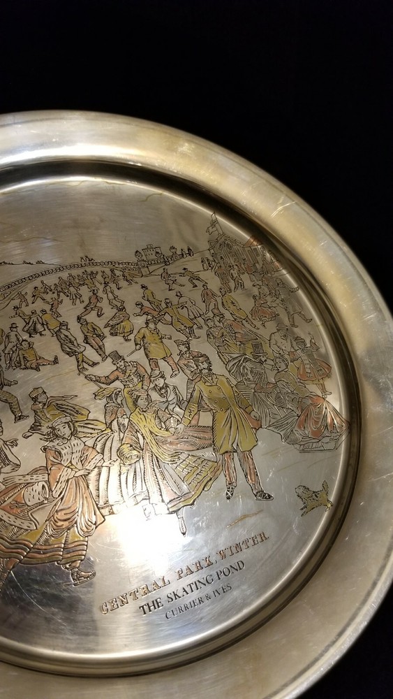 Currier & Ives Solid Sterling Silver Plate Central Park Winter 236 grams
