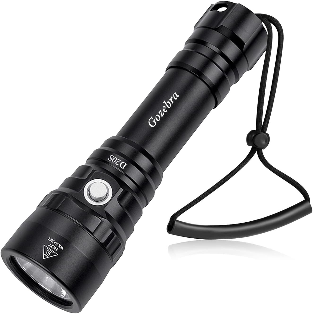 Dive Light, D20S 2000 Lumen Super Bright Scuba Diving Flashlight, Rechargeable D