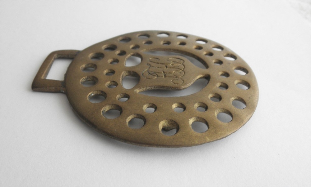 Victorian Brass SADDLE Decoration: Punched Holes & Initialed