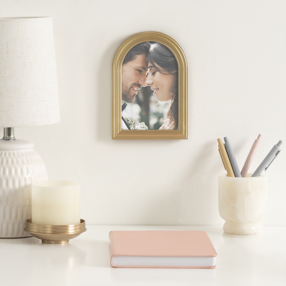 (3 pack 4x6 Arch Gold Decorative Tabletop Picture Frame