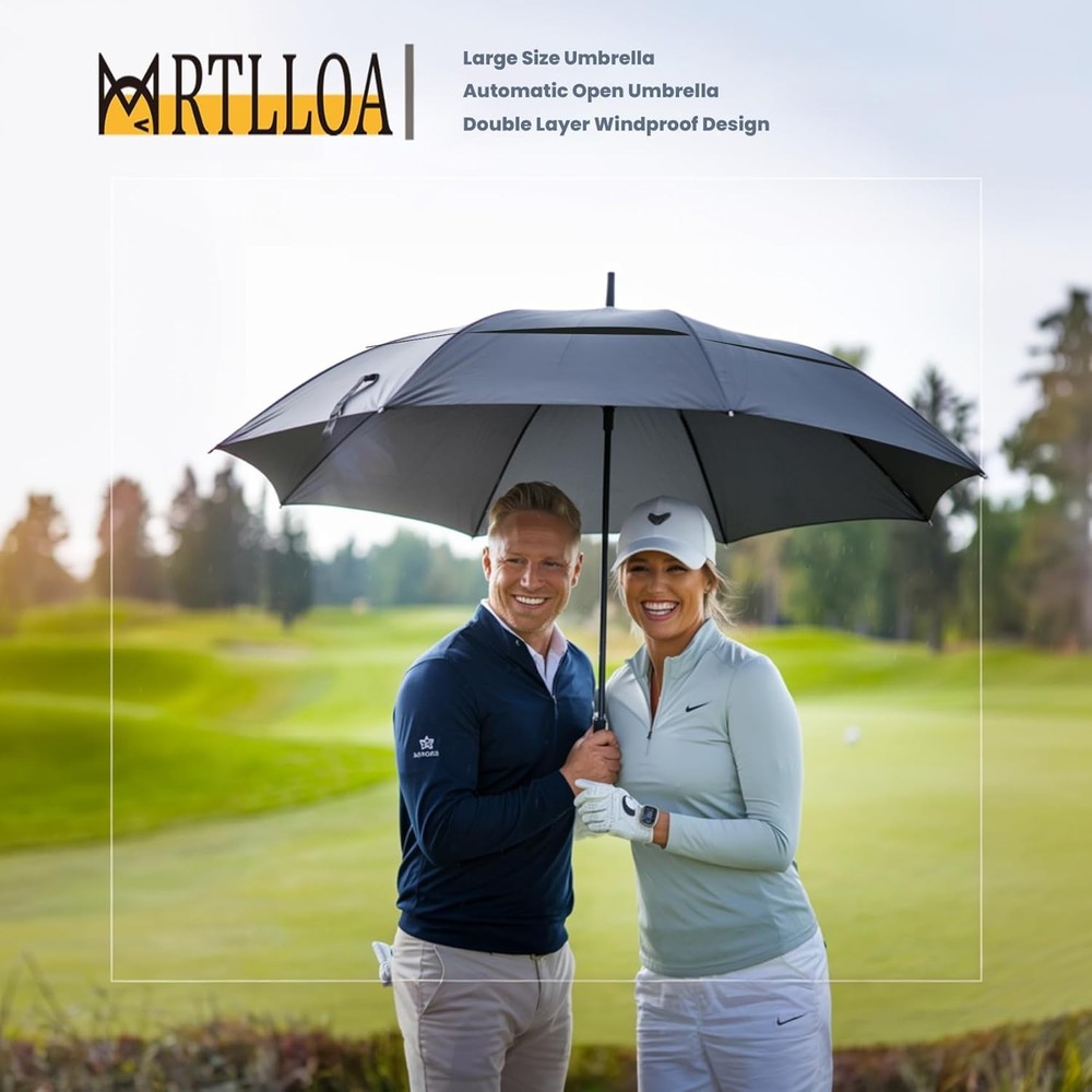 62 Inch Double Canopy Golf Umbrella, Vented Windproof Design