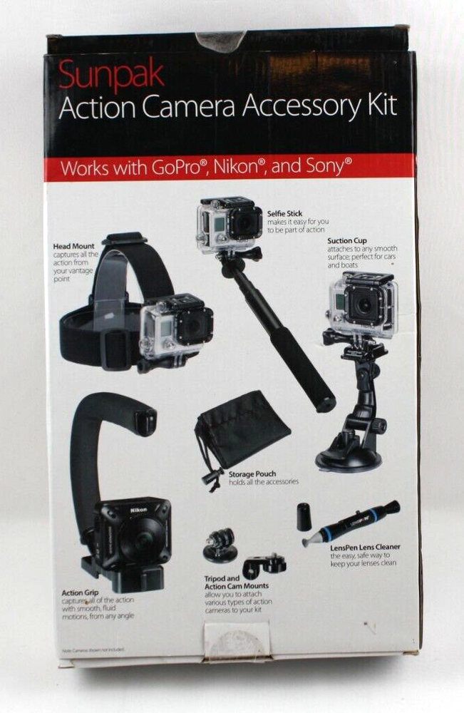 Sunpak Action Camera Accessory Kit Works with GoPro, Nikon & Sony