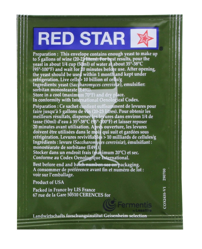 Red Star Cote des Blanc Wine Yeast, 5g - 10-Pack