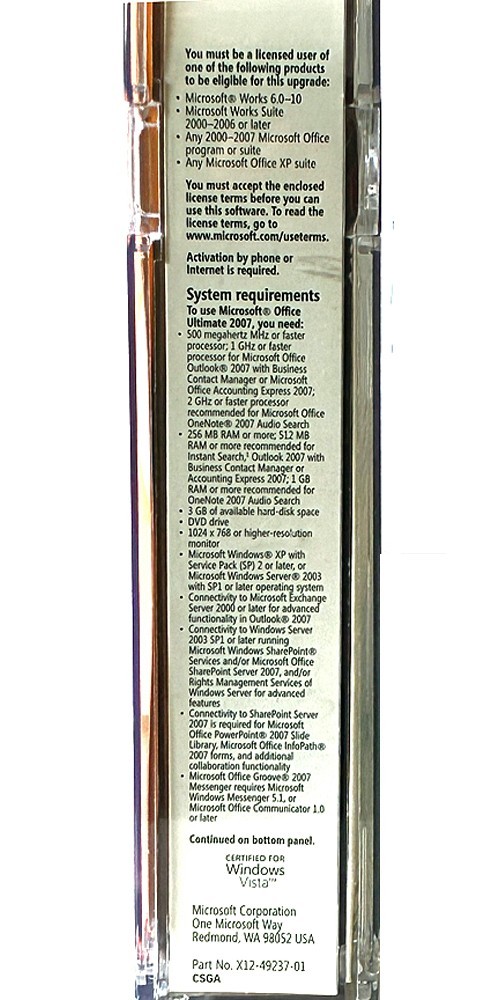 Microsoft Office Ultimate English Retail Version UPGRADE - Excellent