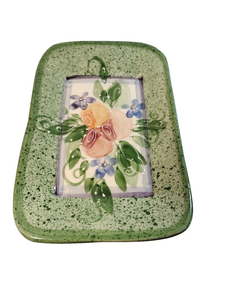 Ceramic Handmade and Painted Floral Dish Great for Easter Candy Spring Decor