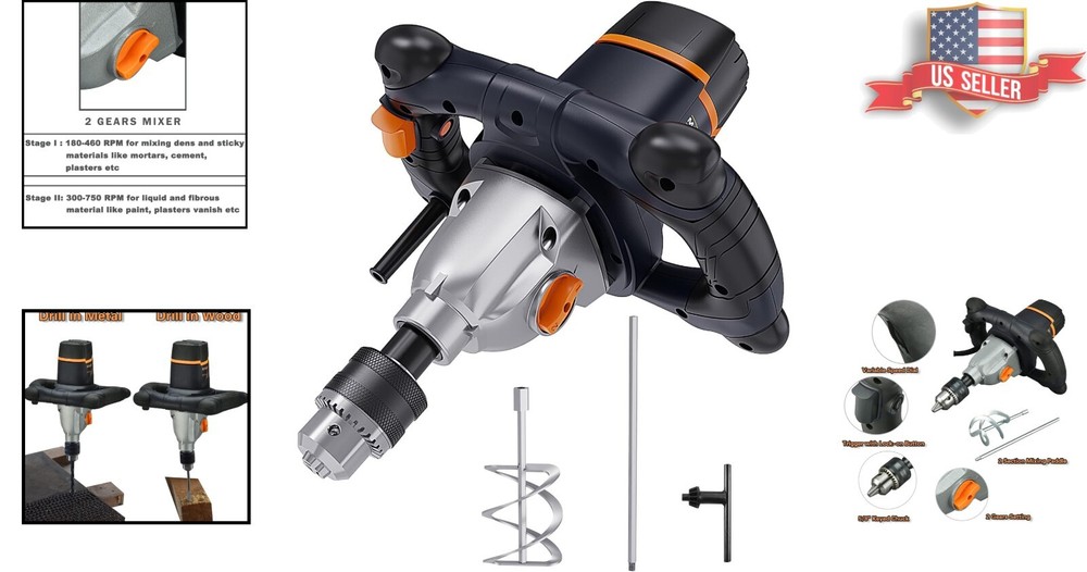 User-Friendly Concrete Mixer w/Variable Speed & Durable Construction - 13A Motor