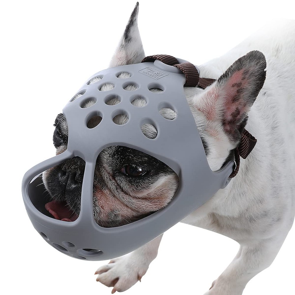 BARKLESS Dog Muzzle for Short Snout, Soft Frenchie Muzzle for Biting, Chewing...
