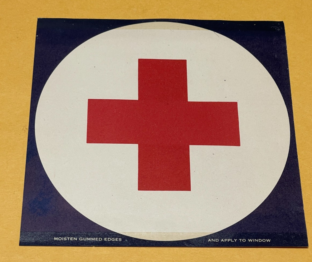 WWII US American Red Cross Window Sticker Excellent