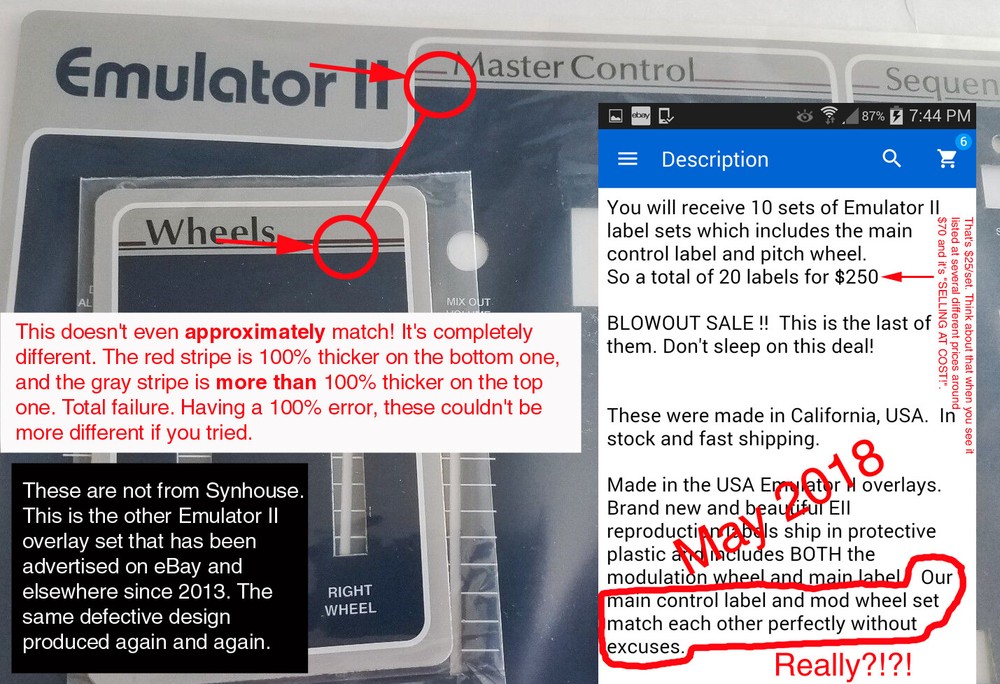 WORLD'S FIRST E-mu Emulator II+ HD Replacement Main Control Panel Overlay NEW!