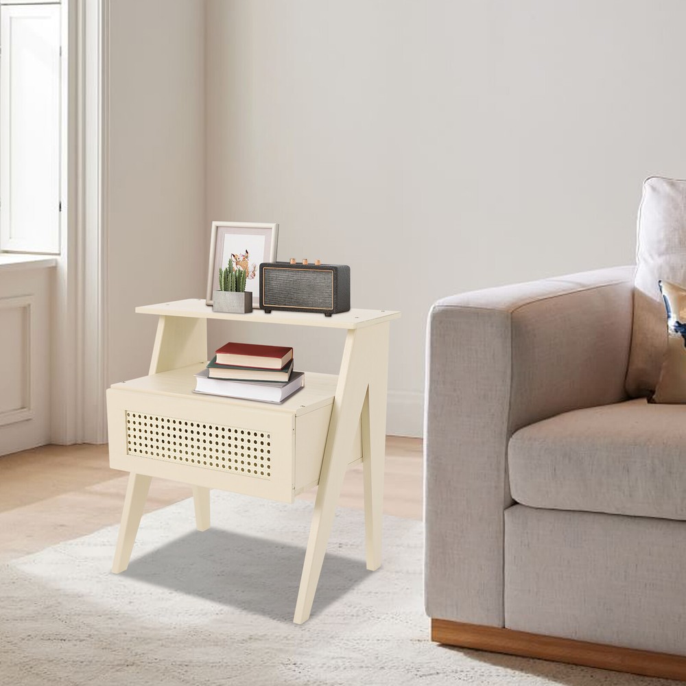 Bedside Table, Office Sofa Side Table Floorstanding Bedside Table With Drawer