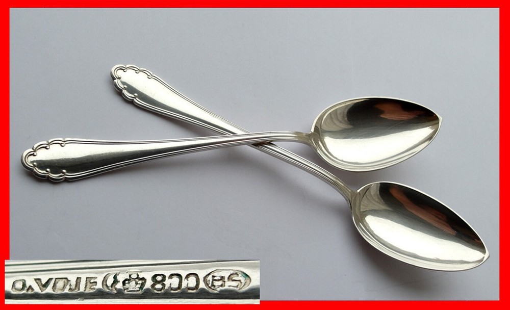 Pair, 2 Large Solid Tablespoons, O. Vojf, around 1929 E408