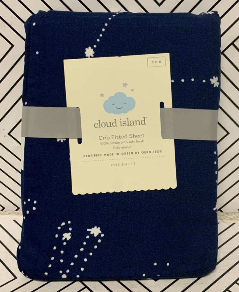 🥥 Cloud Island Fitted Crib Sheet Constellation Navy One Sheet 🆕