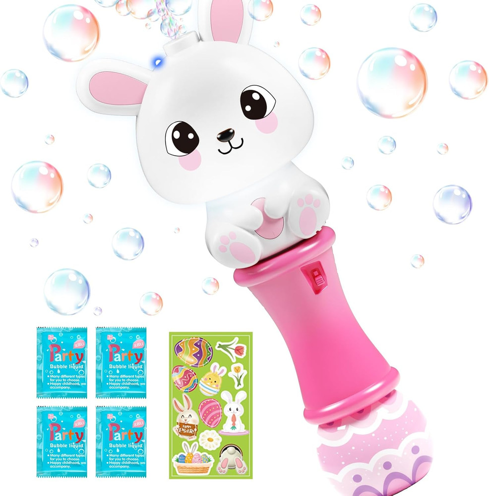 Springflower Bubble Blower Wand,Bubble Maker with LED Light-Up Effect for Kids,B