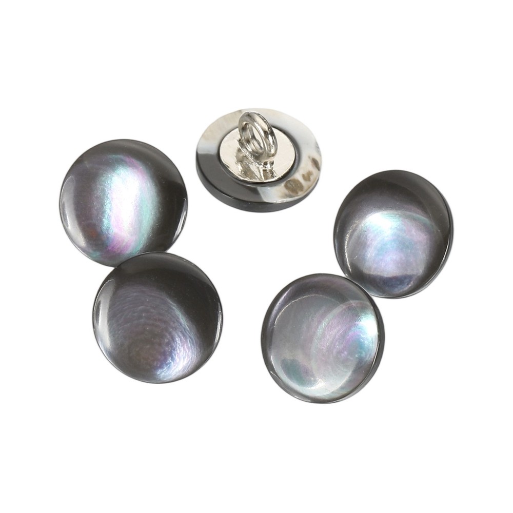 5Pcs Natural Shell Button, 11.5mm Curved Shell Shank Buttons, Grey/Silver