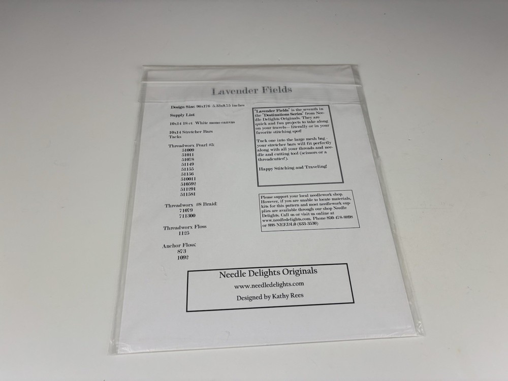 Needle Delights Originals Lavender Fields Needlepoint Pattern 1S