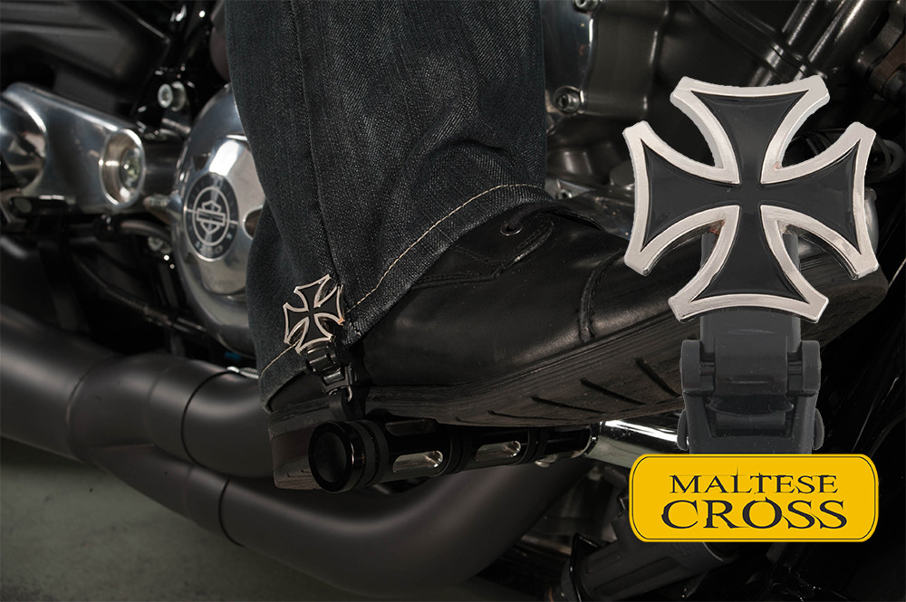 4" Maltese Cross Biker Boot Straps