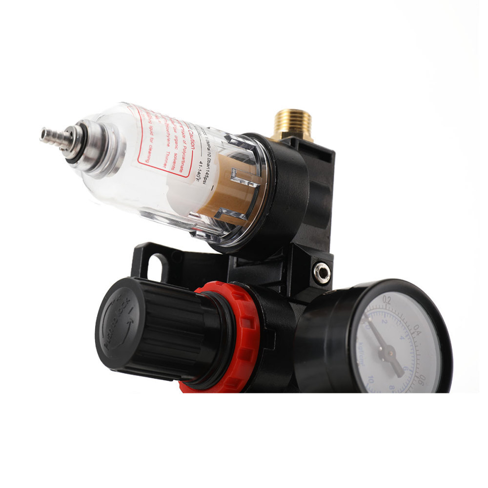 1/4" Air Compressor Filter Water Separator Trap Tools Kit Regulator Gauge