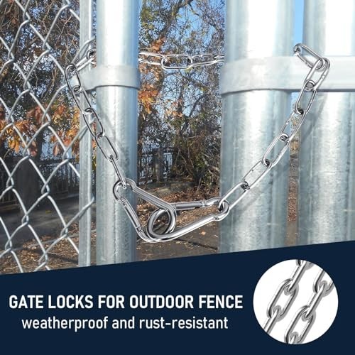 Rustproof Metal Gate Chain Latch with Hooks - Durable & Secure for Garden, Yard,