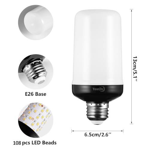 Flame Light Bulbs 4 Modes Flickering Light Bulbs E26 Bulb for 2 Pack-yellow-e26