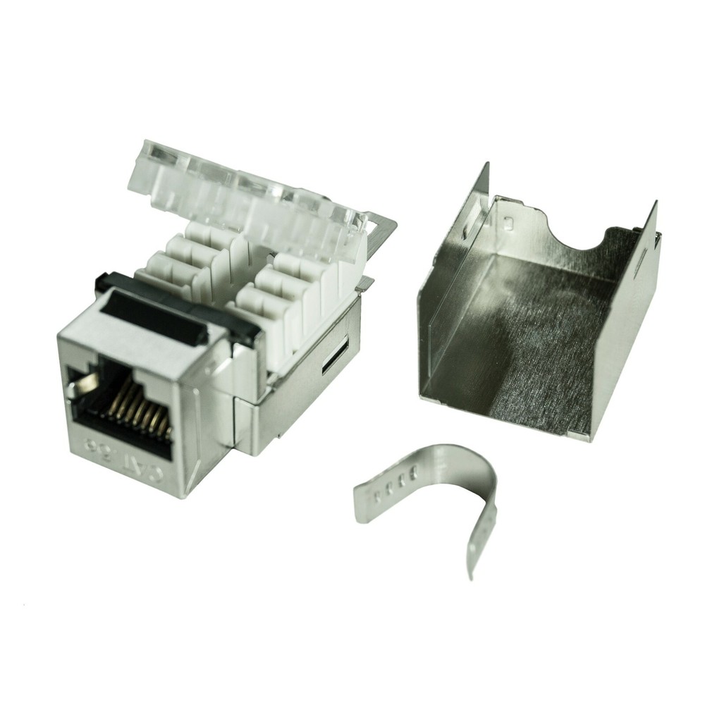 100 Pack Shielded CAT5e Keystone RJ45 Ethernet Network Tool-Less Snap-In Jack