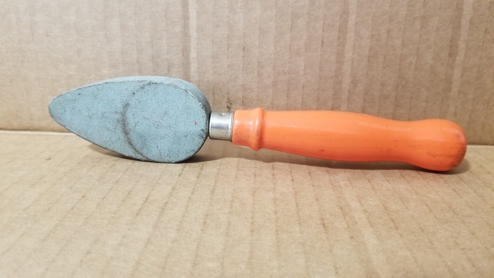 Vintage Sharpening Stone with Orange Wood Handle VGC