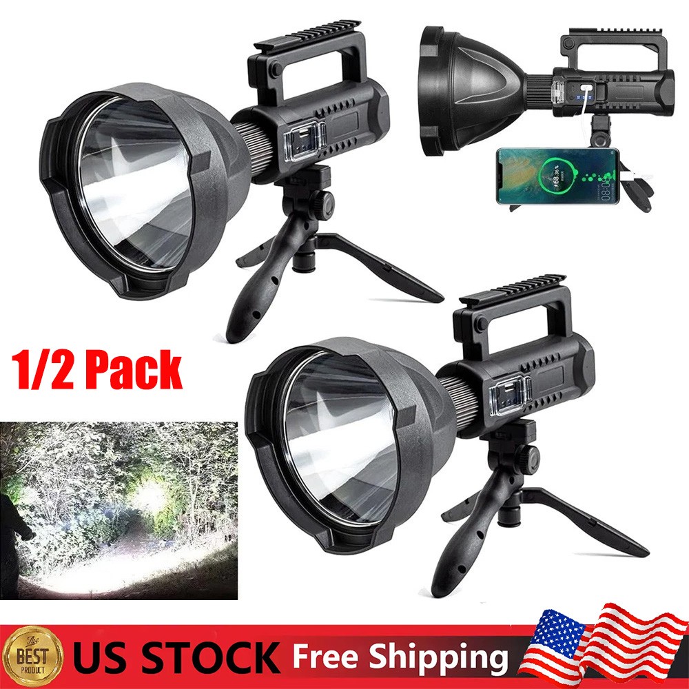 Super Bright LED Searchlight Portable Rechargeable Spotlight Handheld Flashlight
