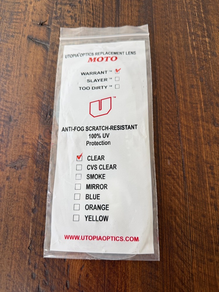 Utopia Optics Warrant Goggle Clear Lens - New