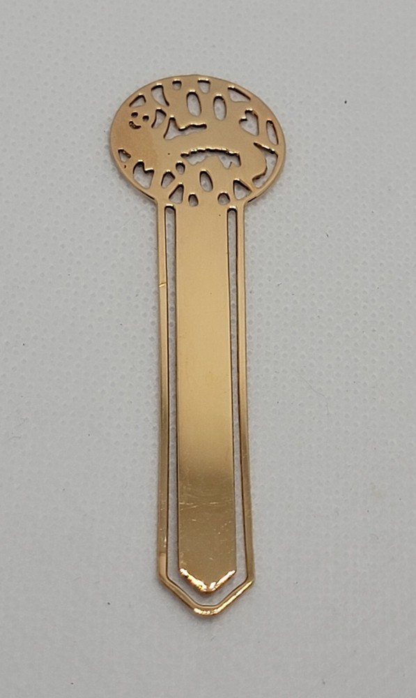 Gold Tone Book Worm Bookmark