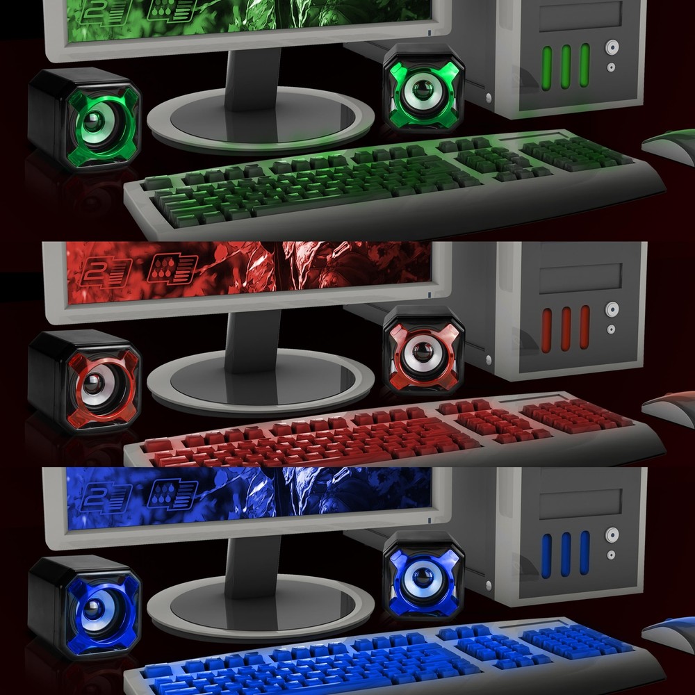 USB Computer Gaming Speakers with Interchangeable Grills & Powerful 5W Drivers