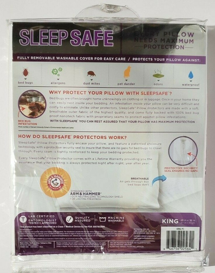 Pillow Protector, Sleep Safe Pillowcase King Pillow Protector King Size 2 PACK