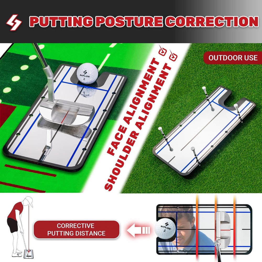 SAPLIZE Golf Putting Practice Mat Adjustable Slope Trajectory Tracking & Fun