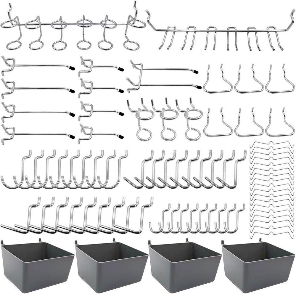 Complete 80pc Pegboard Hooks & Bins Kit - Rust-Resistant Tool Storage Solution