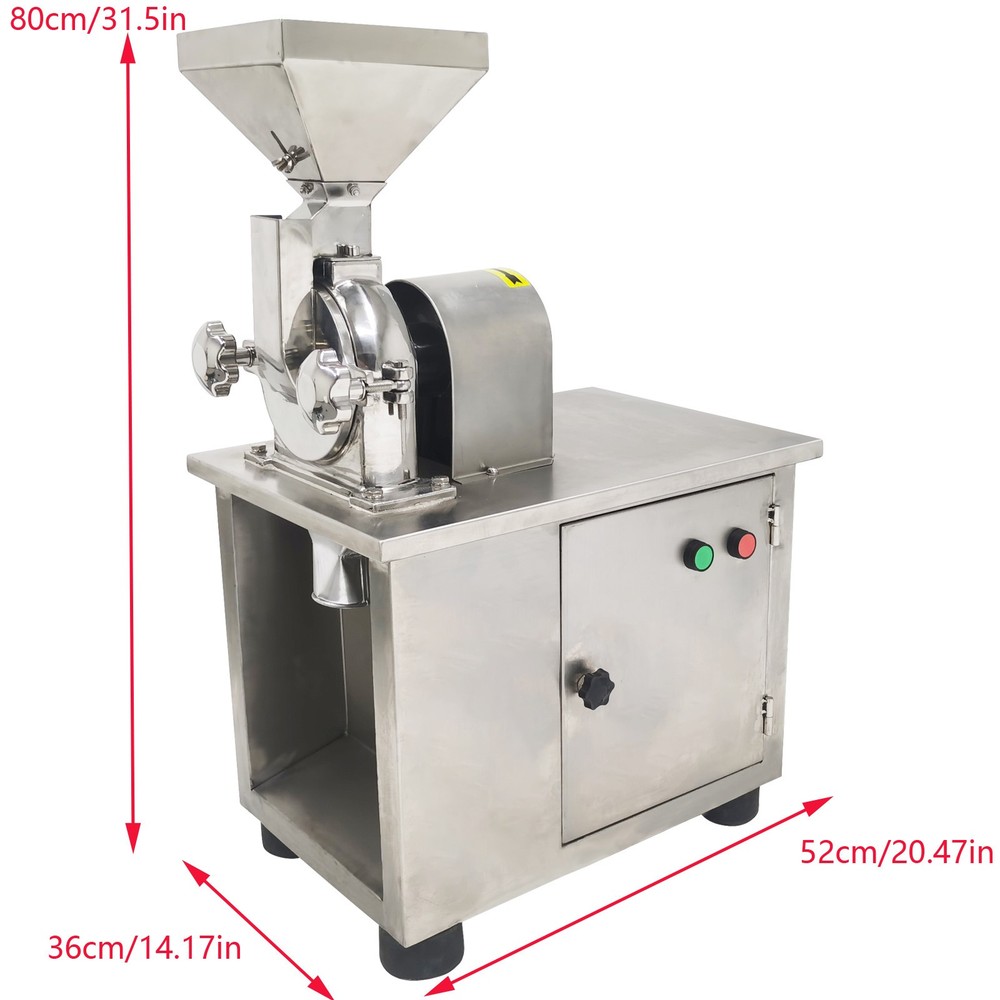 SUS Universal Crusher Dry Pulverizer Grinder w Interchangeable Sieves High Speed