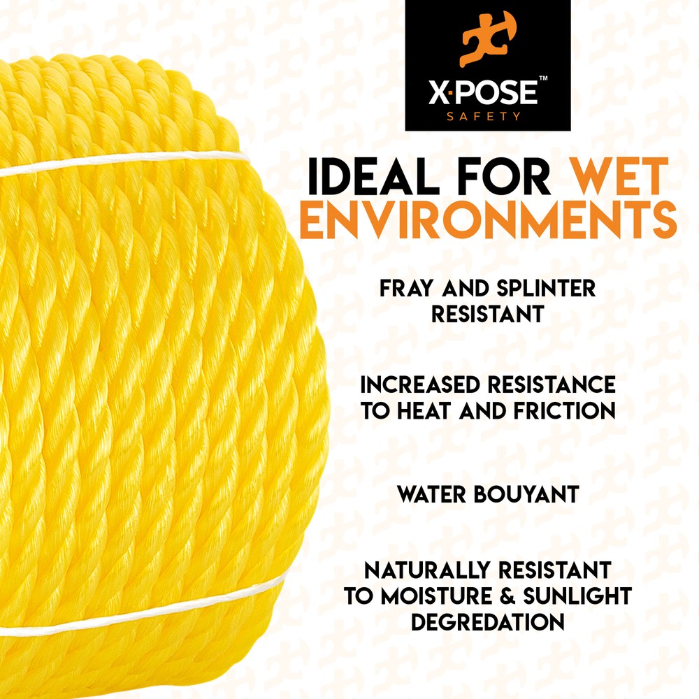 600 ft Twisted Polypropylene Rope - 3/8" - Yellow Floating Poly Pro Cord